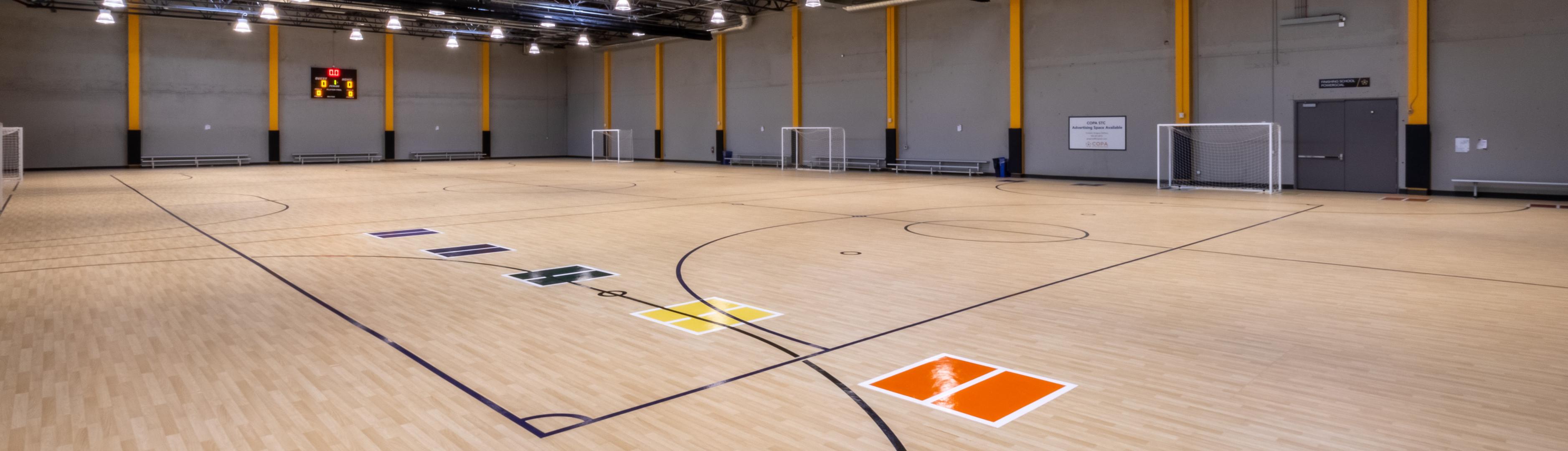 A soccer facility with baller rally class II installed