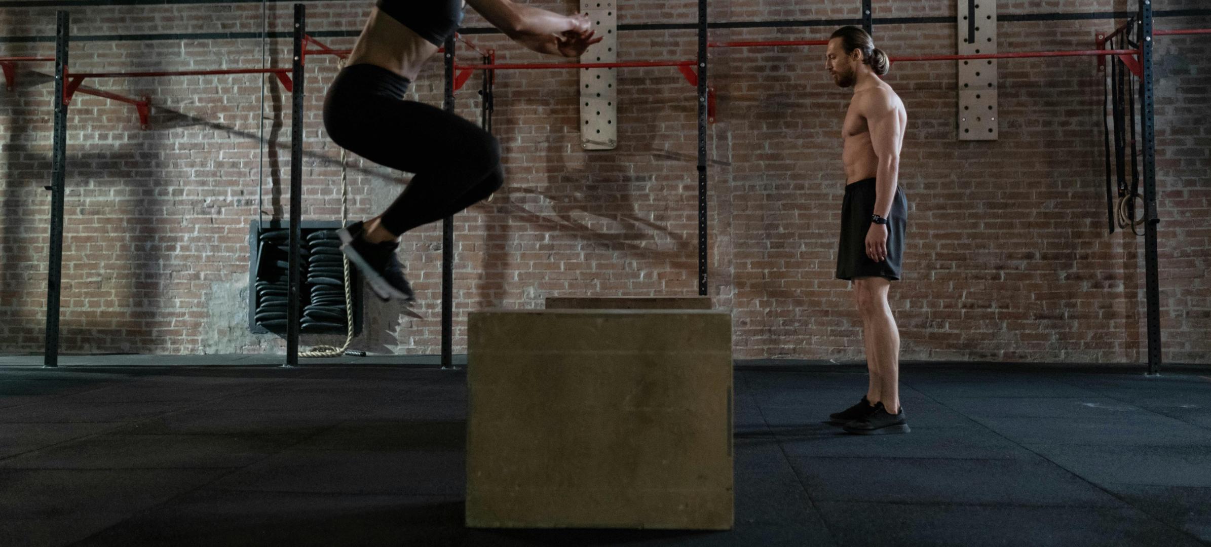 Woman doing a box jump